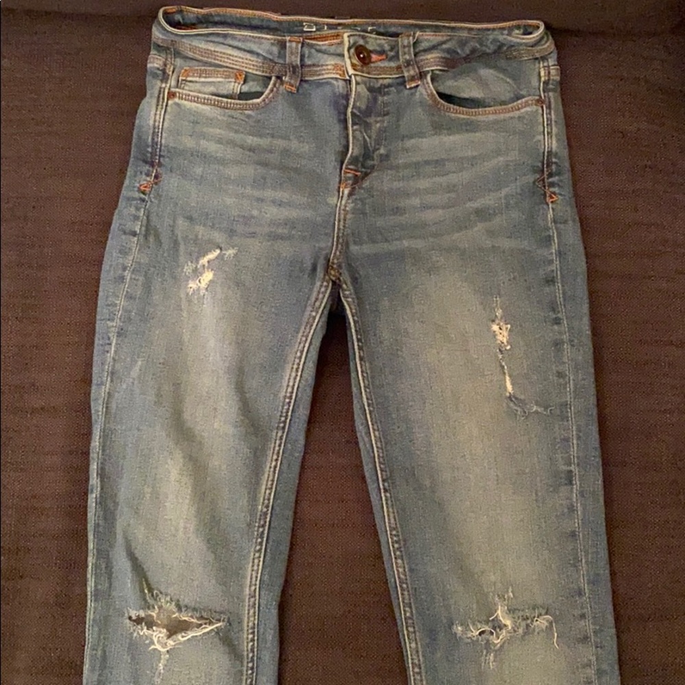 Zara distressed skinny jeans